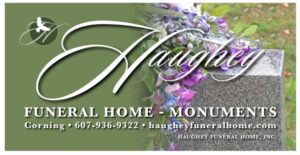 A business card for haughey funeral home