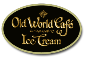 A black and gold logo for an ice cream shop.