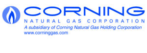 A blue and white logo for corning natural gas.
